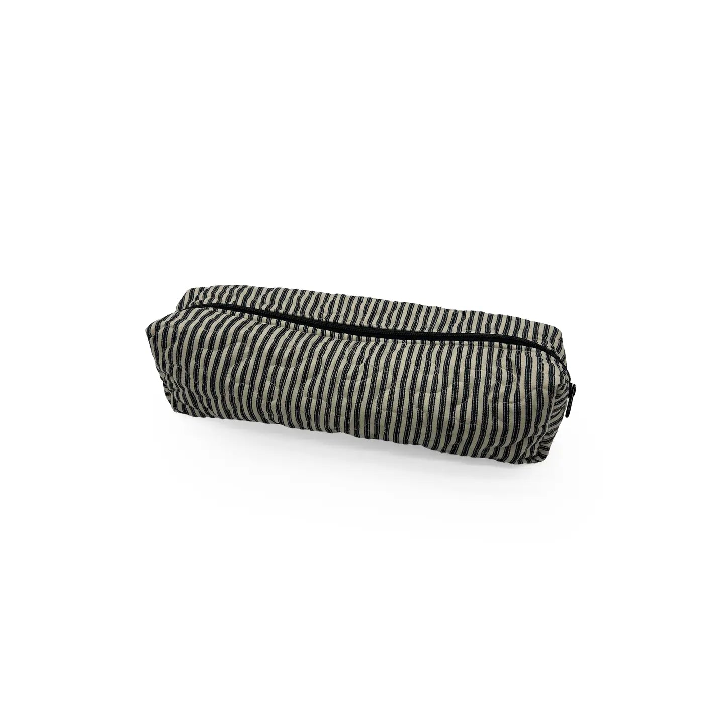 Quilted Hot Tools Bag | Linen/Black Ticking Stripe