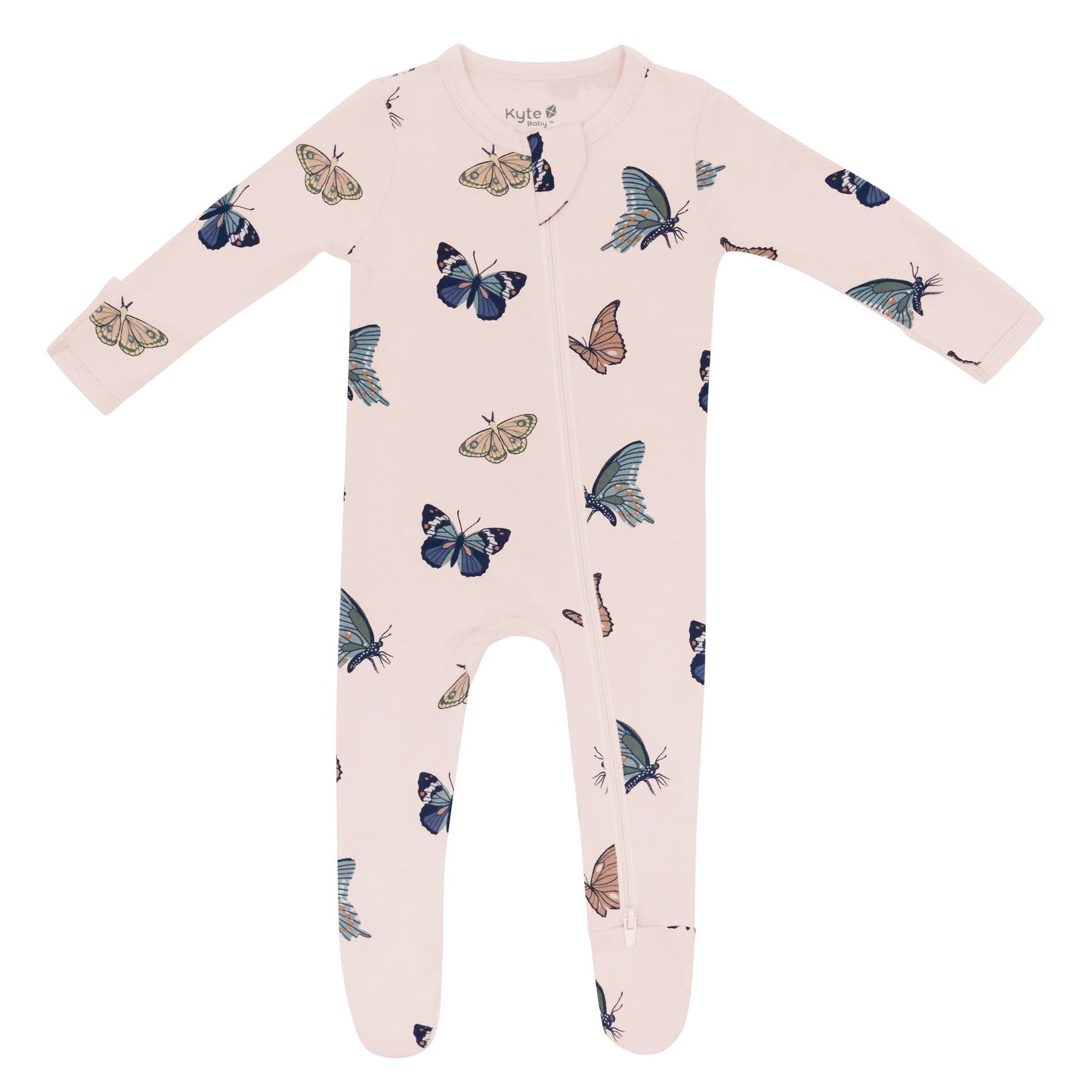 Zippered Footie I Blush Butterfly