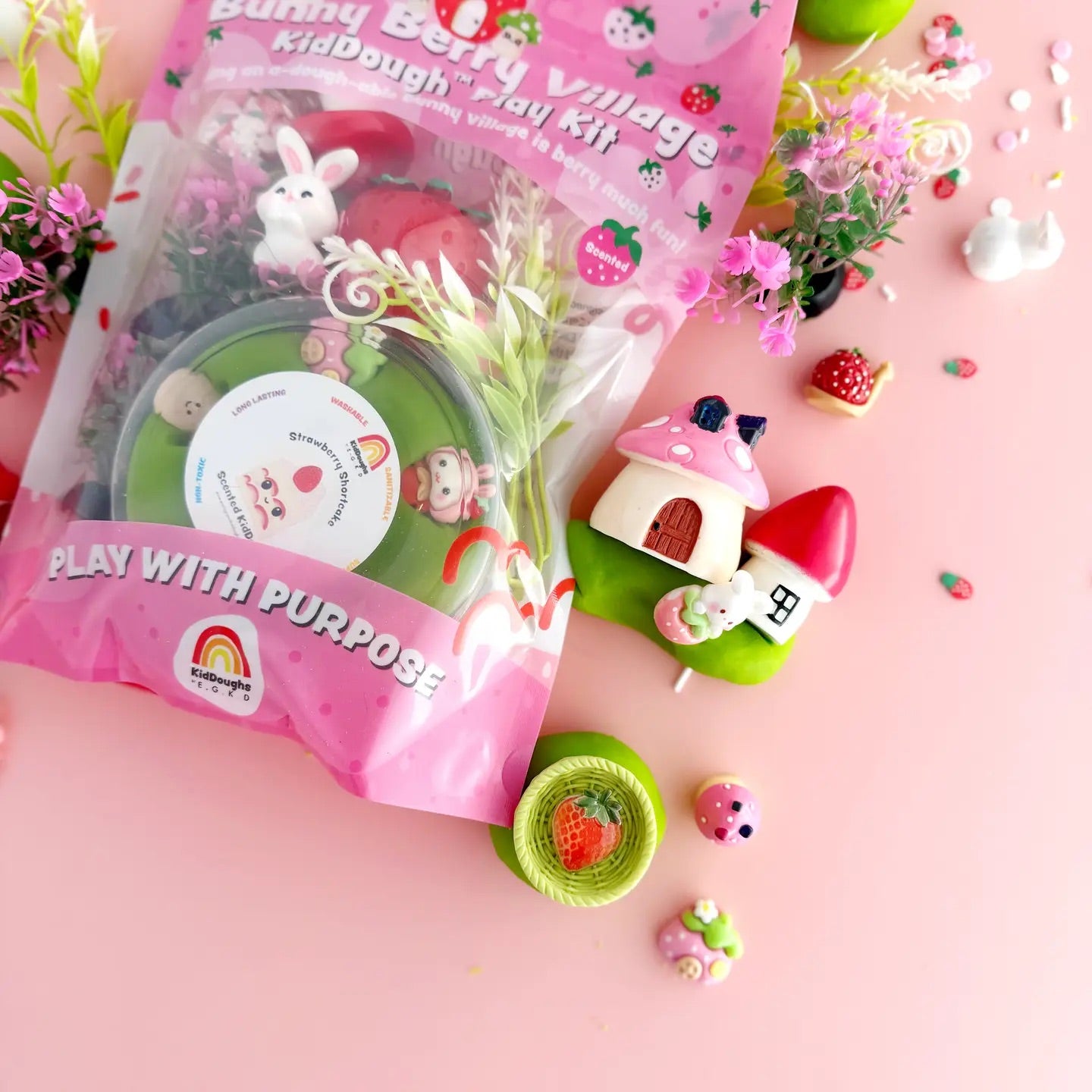 KidDough Play Kit I Bunny Berry Village