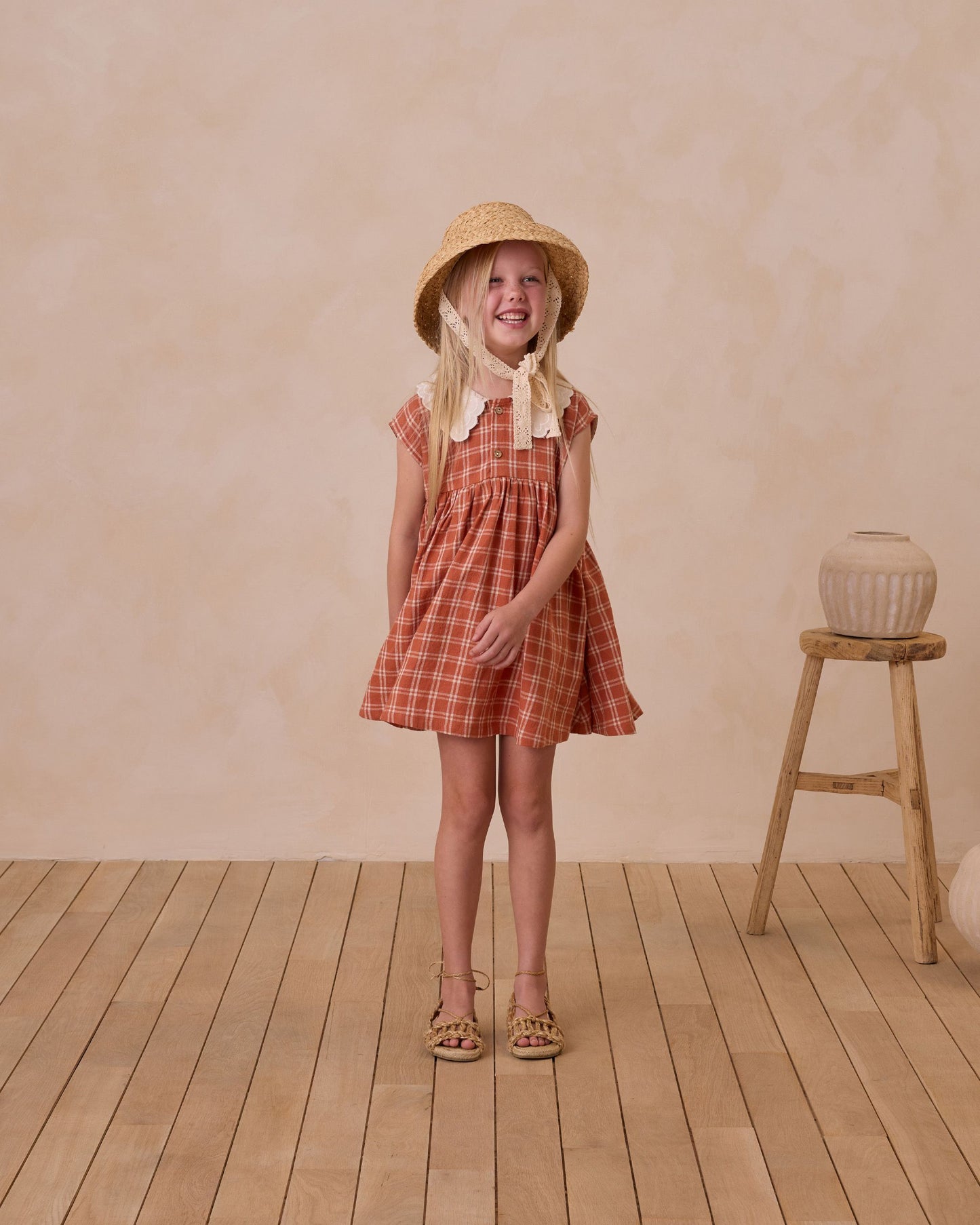 Collared Babydoll Dress I Poppy Check