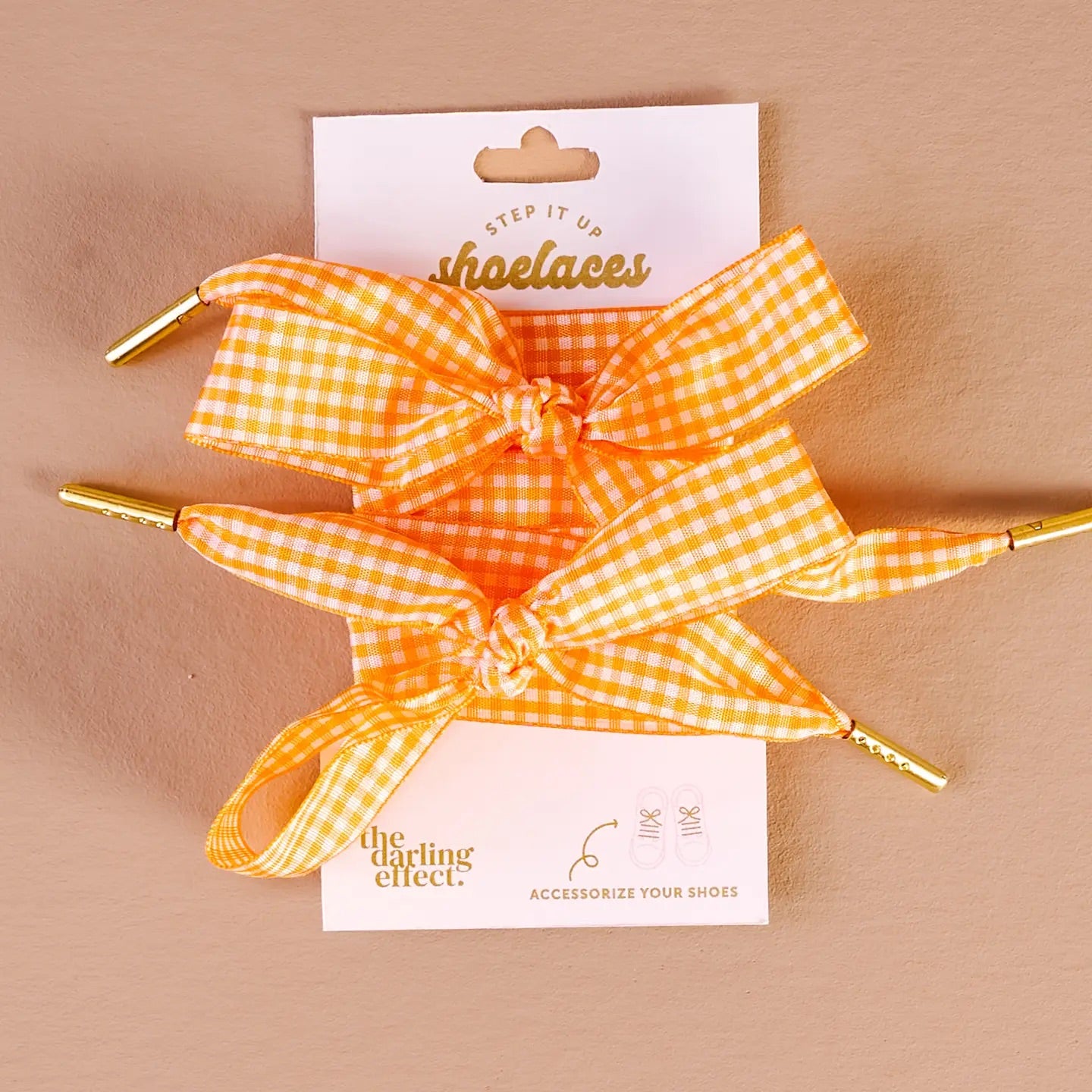 Step It Up Shoelaces | Orange Gingham