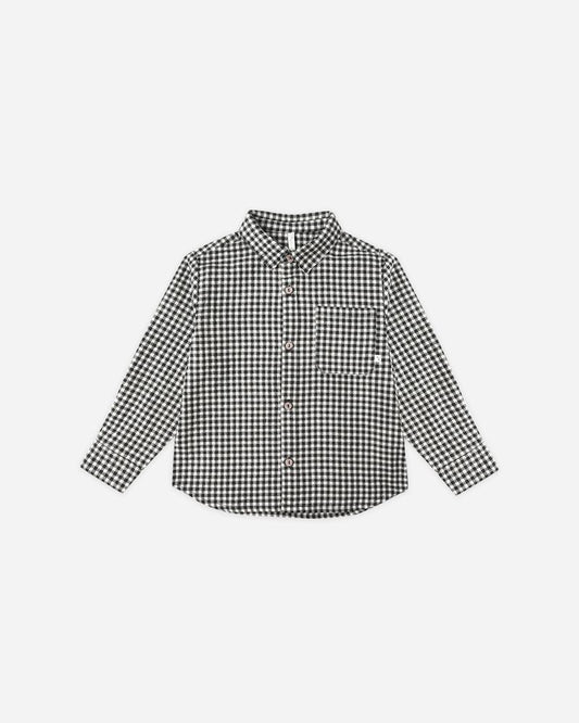 Collared Long Sleeve Shirt | Black Gingham