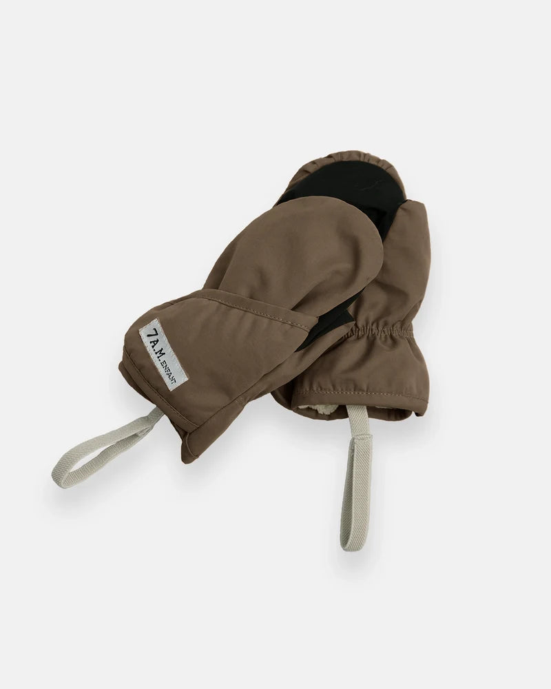 Benji Plush Mittens | Moss Brown