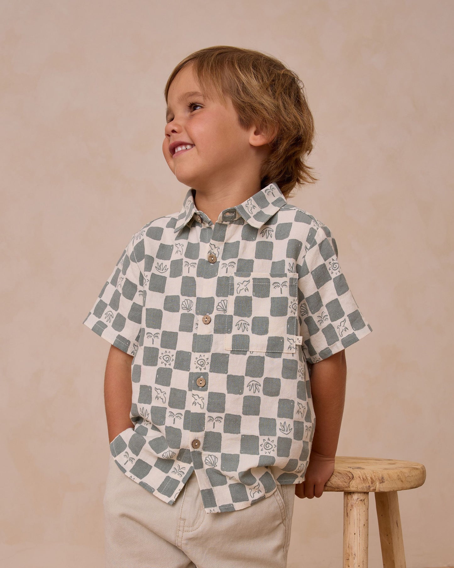 Collared Short Sleeve Shirt I Coastal Check