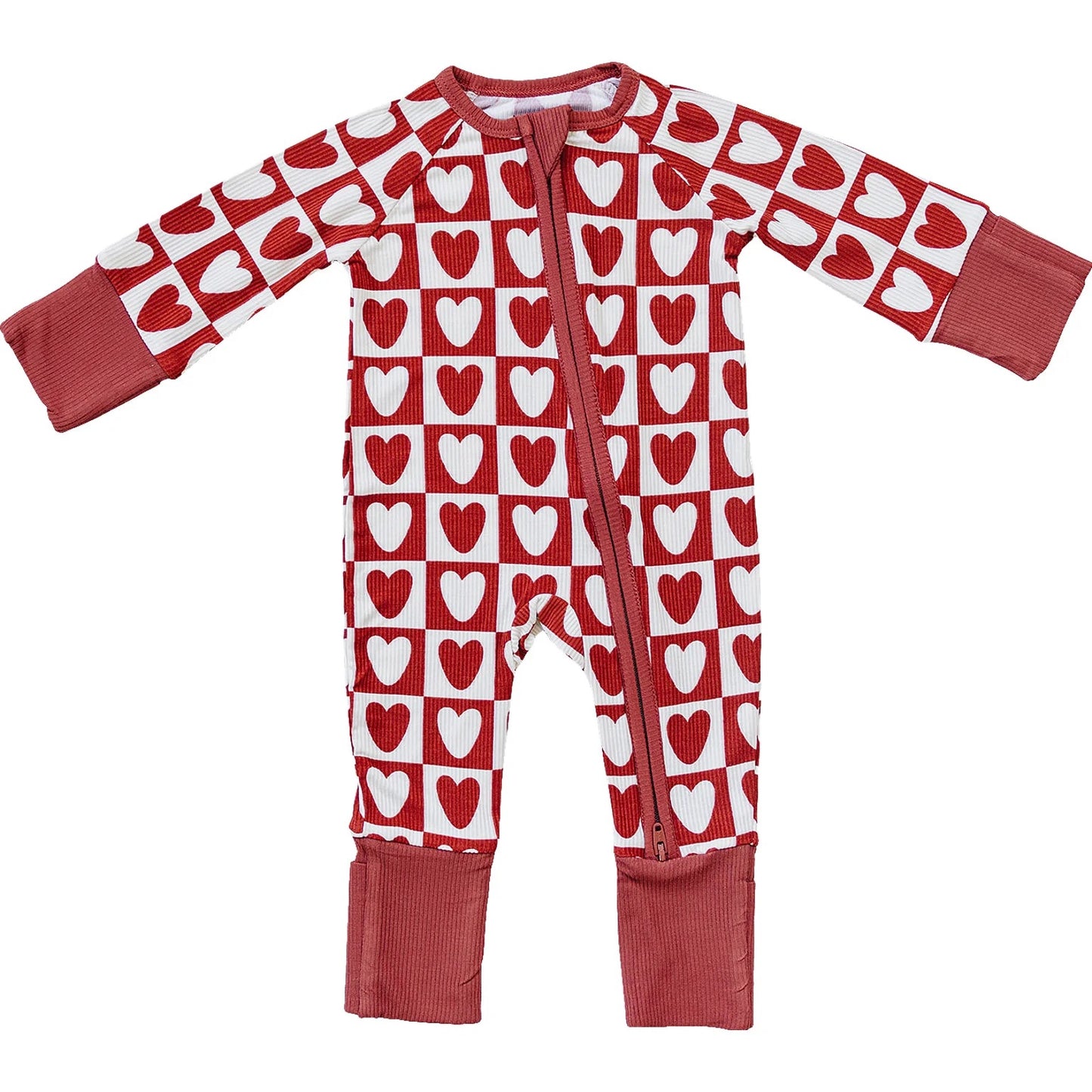 Ribbed Bamboo Zipper I Checkered Hearts