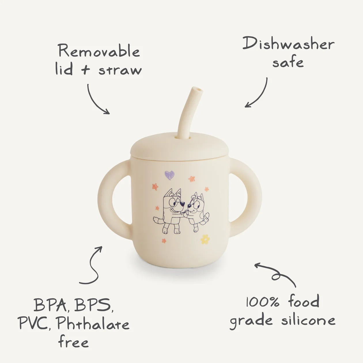 Silicone Training Cup + Straw | Bluey Sage