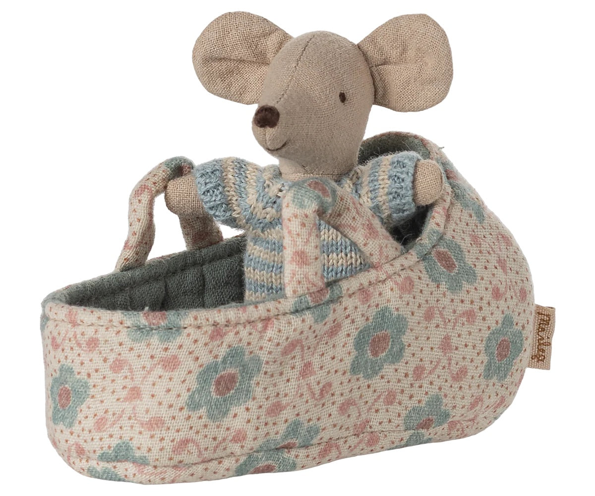 Baby Mouse In Carry Cot | Blue