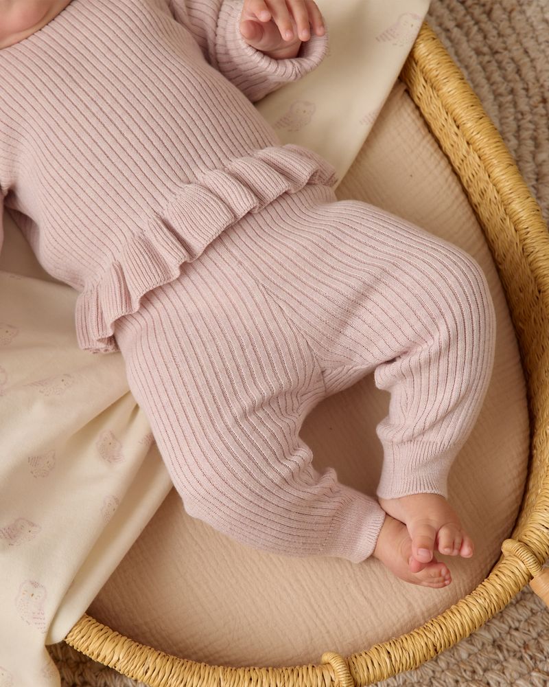 Rib Knit Peplum Top | Lilac