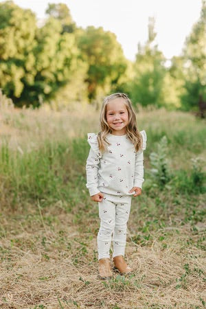 Ruffle French Terry Set | Cherries