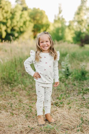 Ruffle French Terry Set | Cherries