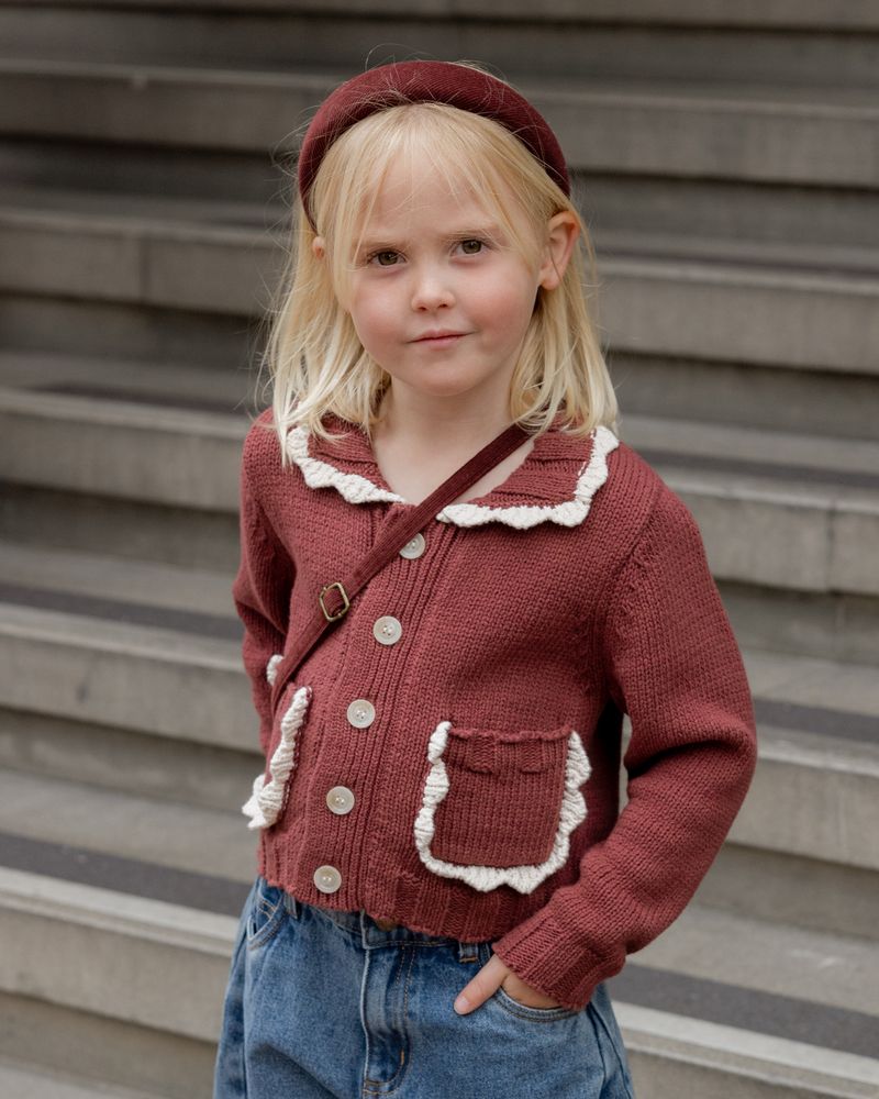 Collared Cardigan | Burgundy