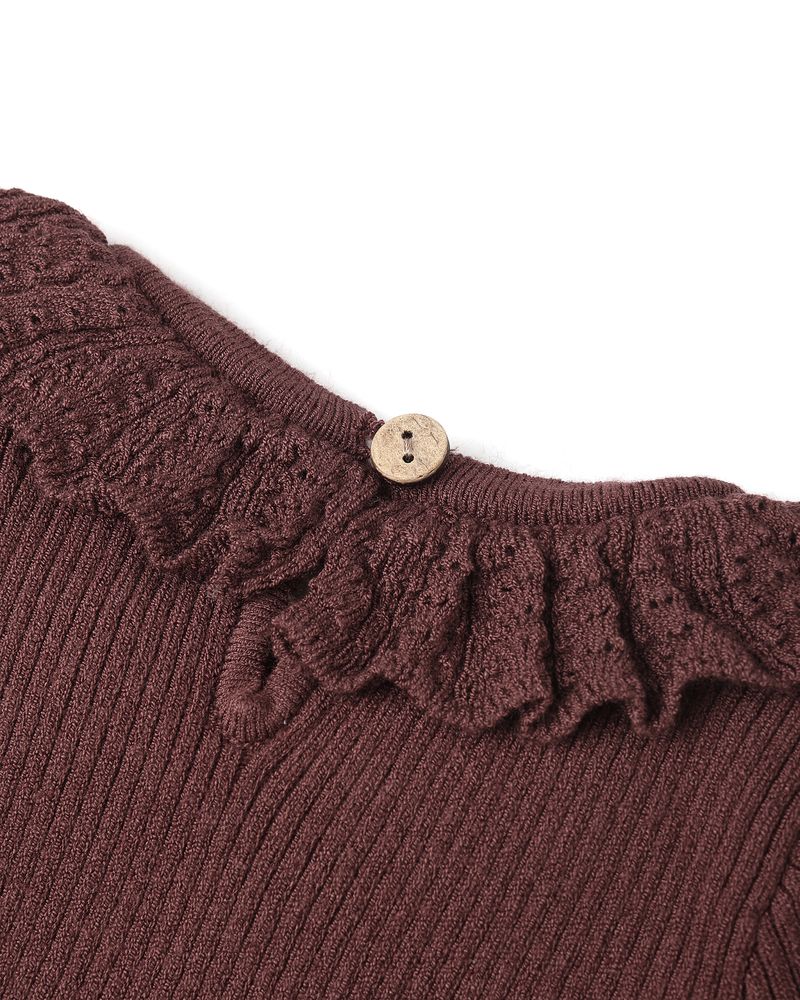 Ruffle Collar Bodysuit | Burgundy