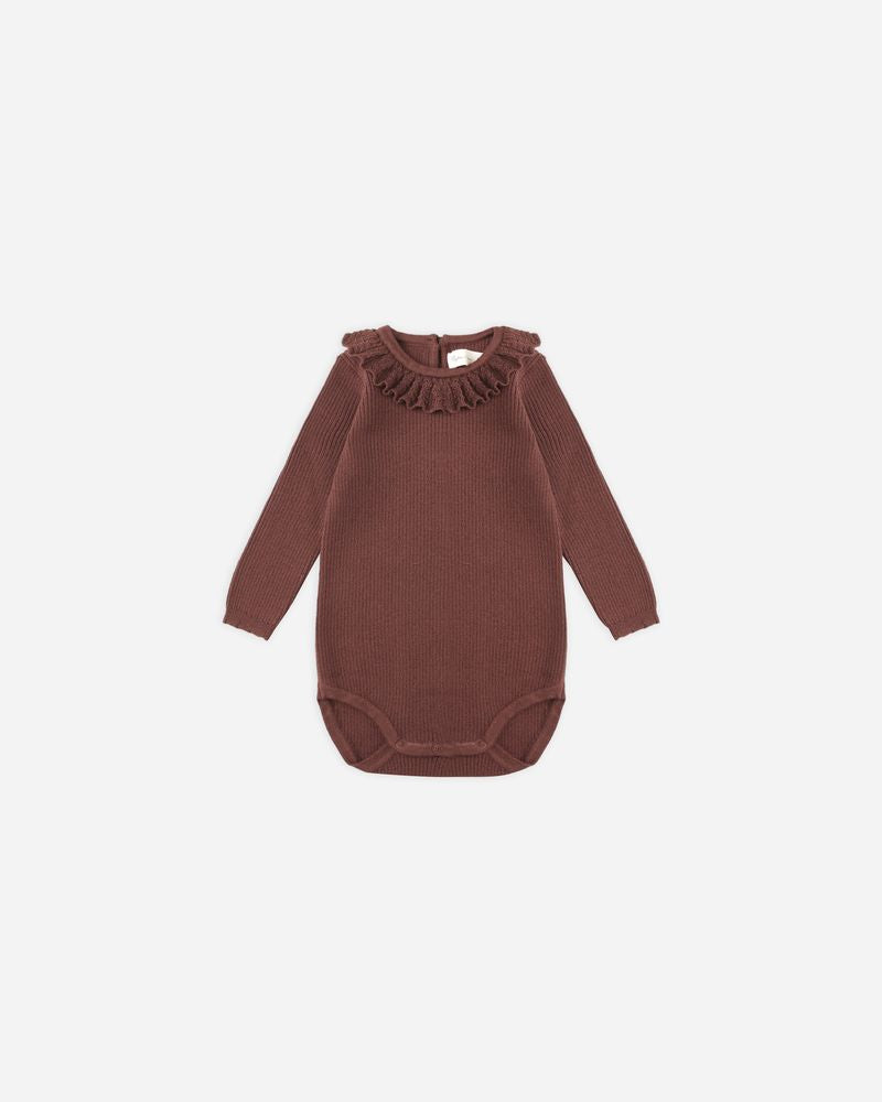 Ruffle Collar Bodysuit | Burgundy