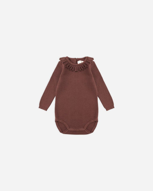 Ruffle Collar Bodysuit | Burgundy