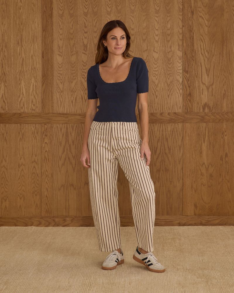 Barrel Pant || Burgundy Pinstripe