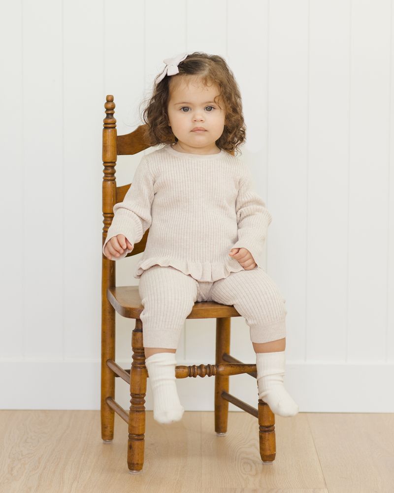 Rib Knit Peplum Top | Heather Oatmeal