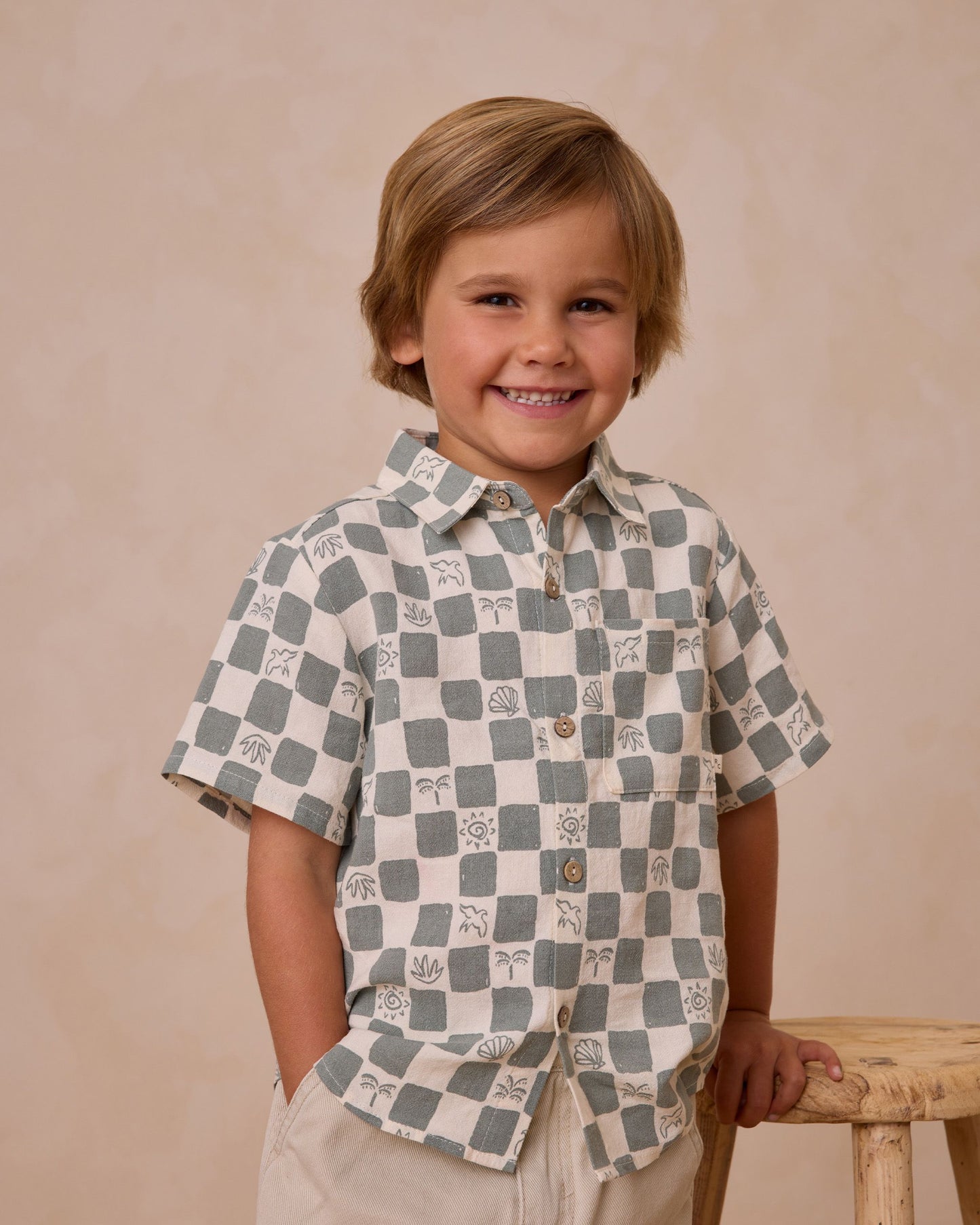 Collared Short Sleeve Shirt I Coastal Check