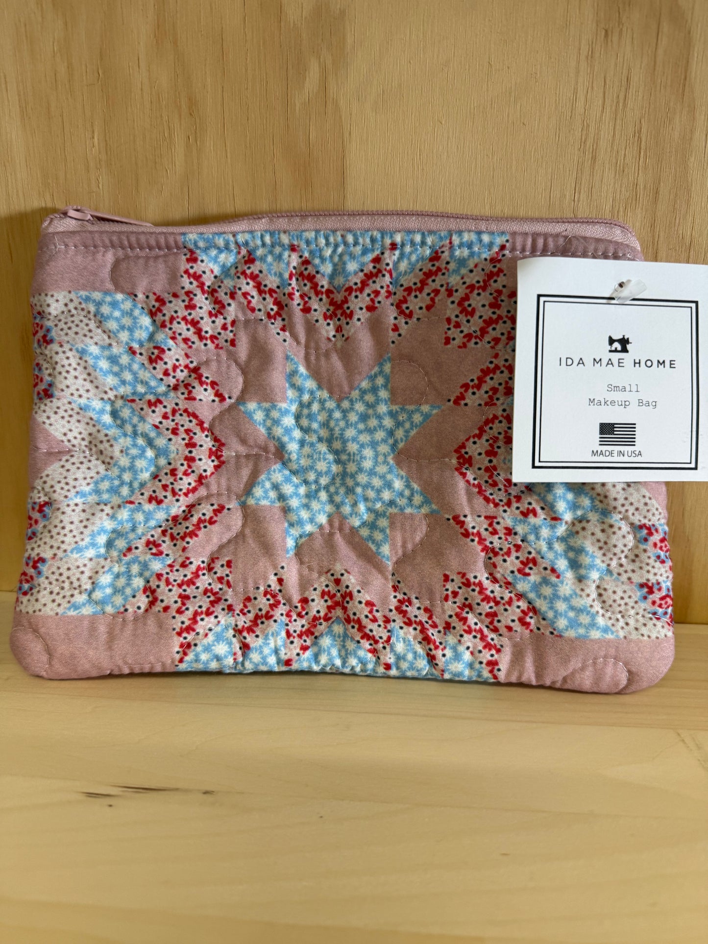 Small Quilted Makeup Bag | Adeline Patchwork Rose