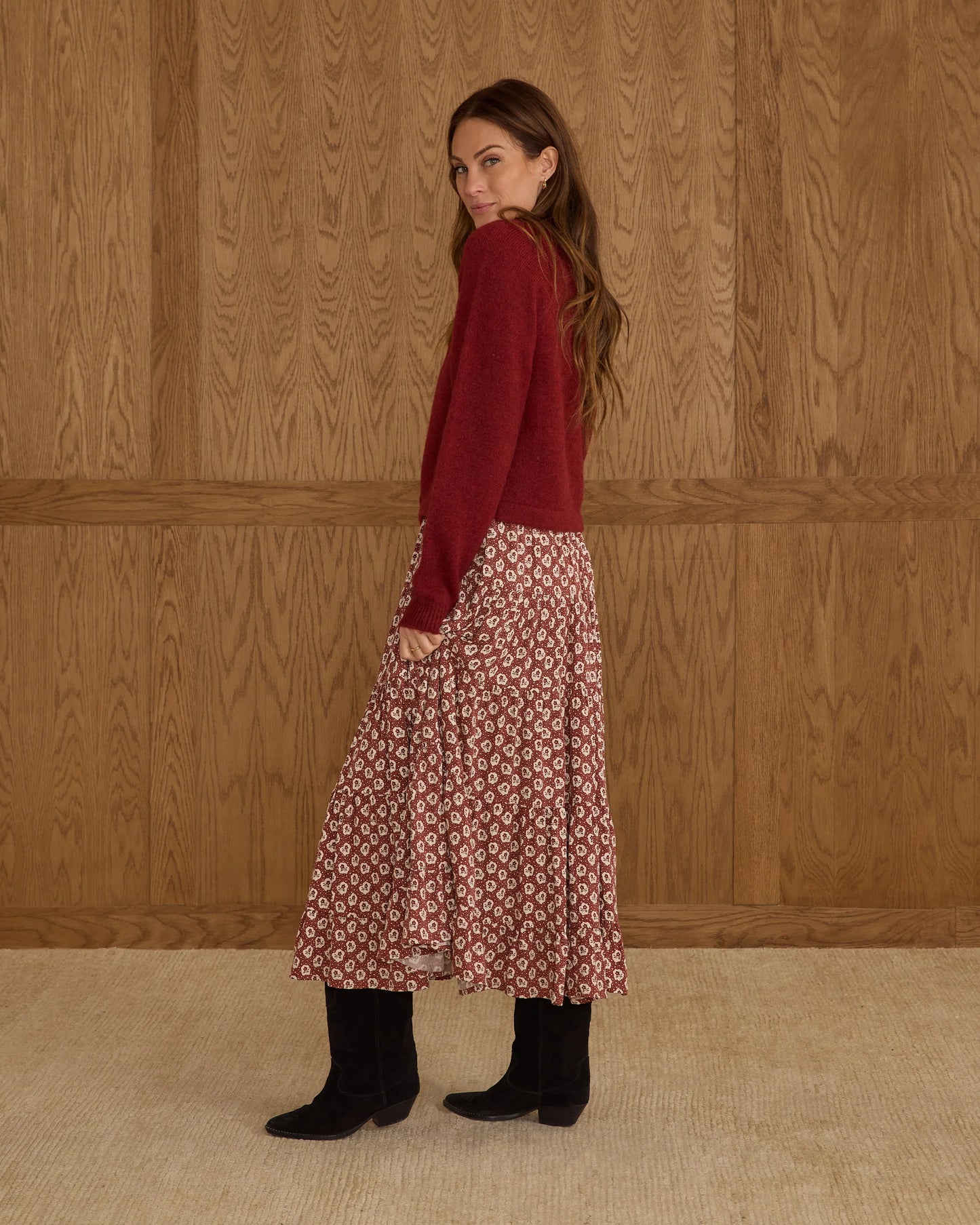 Ruffle Tiered Midi Skirt || Ruby Fluer