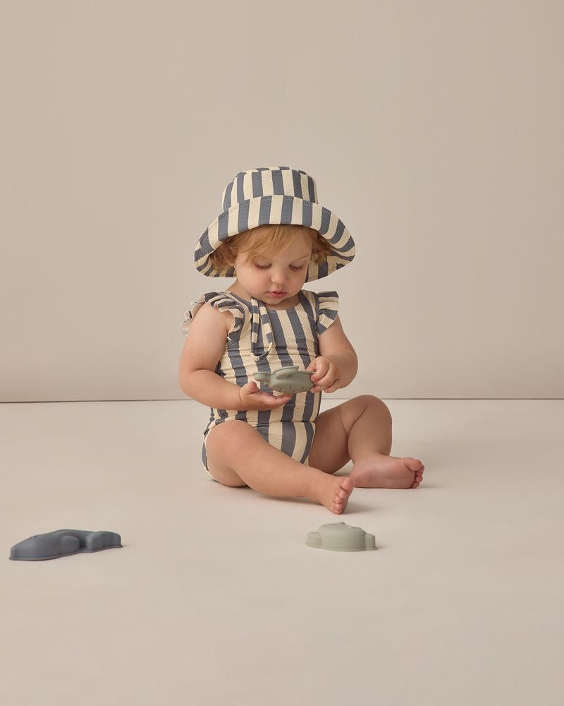 Scoop Back One-Piece Swimsuit | Retro Ocean Stripe