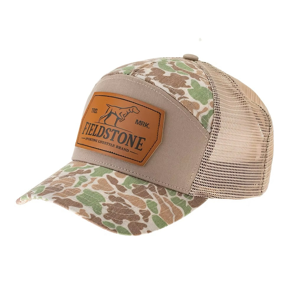 7 Panel Leather Patch Hat | Camo