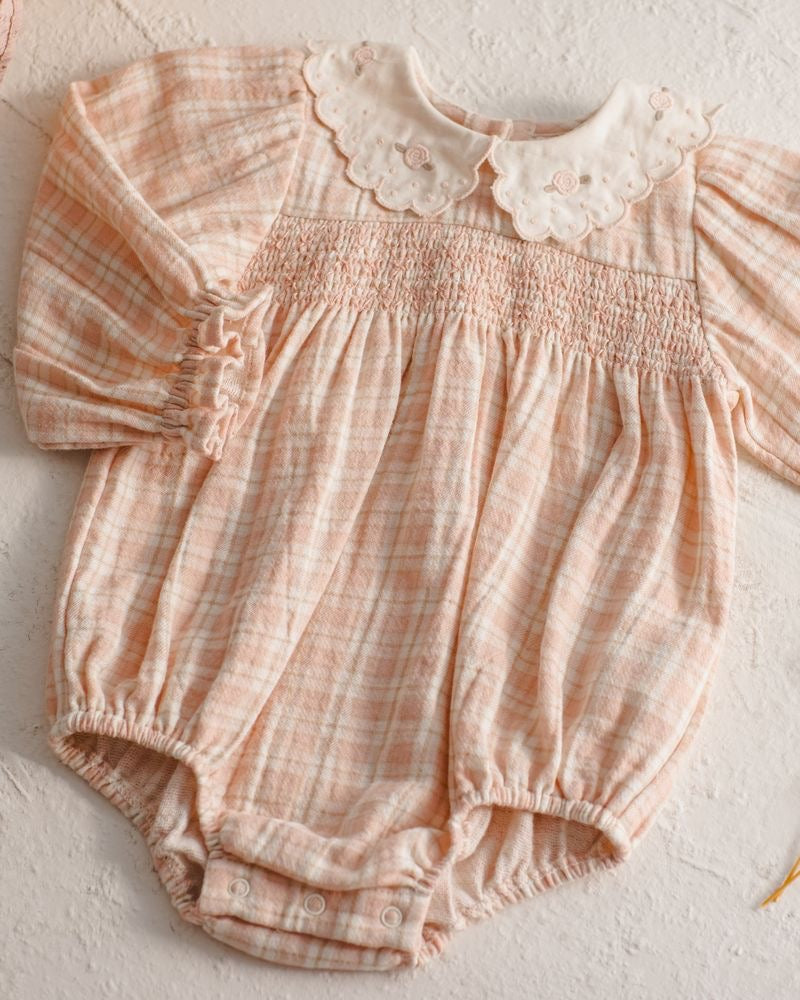 Callie Romper | Pink Plaid