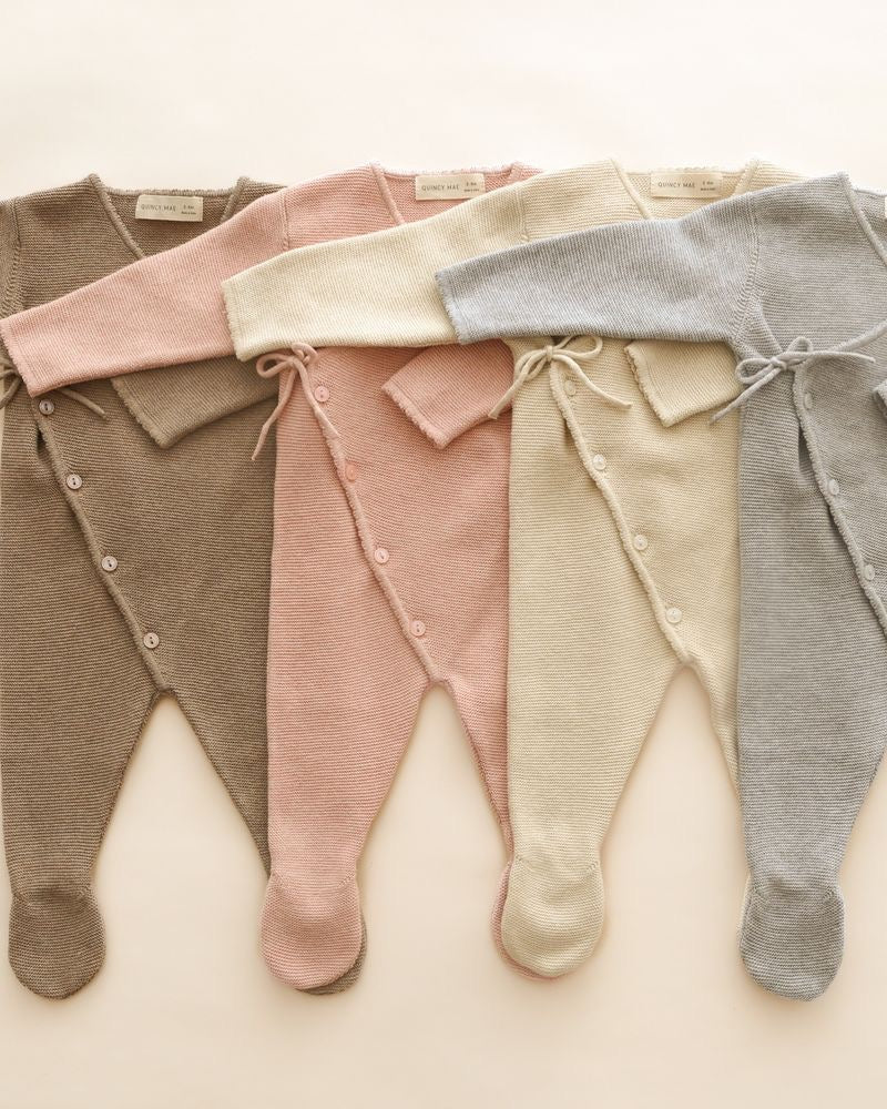 Wrap Knit Footie | Rose