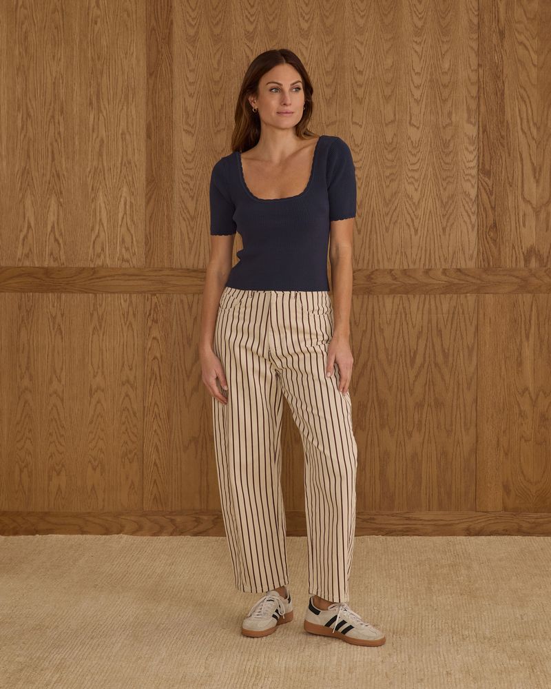 Barrel Pant || Burgundy Pinstripe