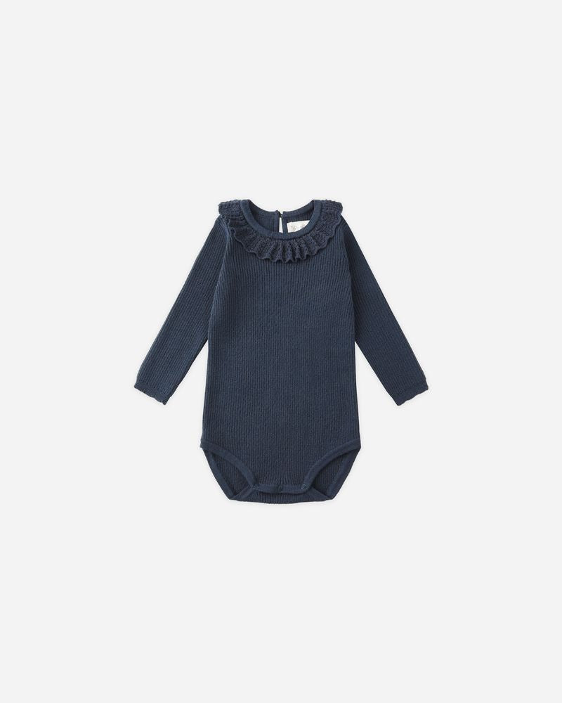 Ruffle Collar Bodysuit | Navy