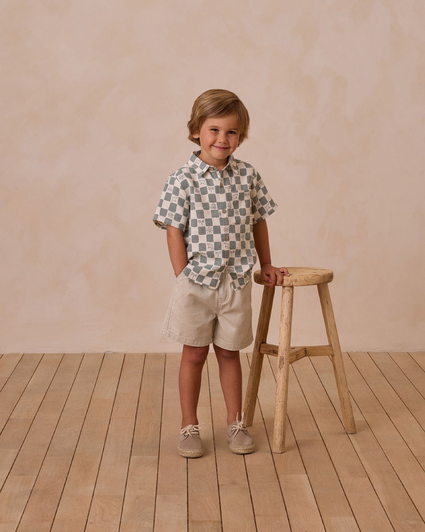 Collared Short Sleeve Shirt I Coastal Check