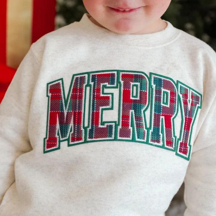 Tartan Patch Christmas Sweatshirt | Merry