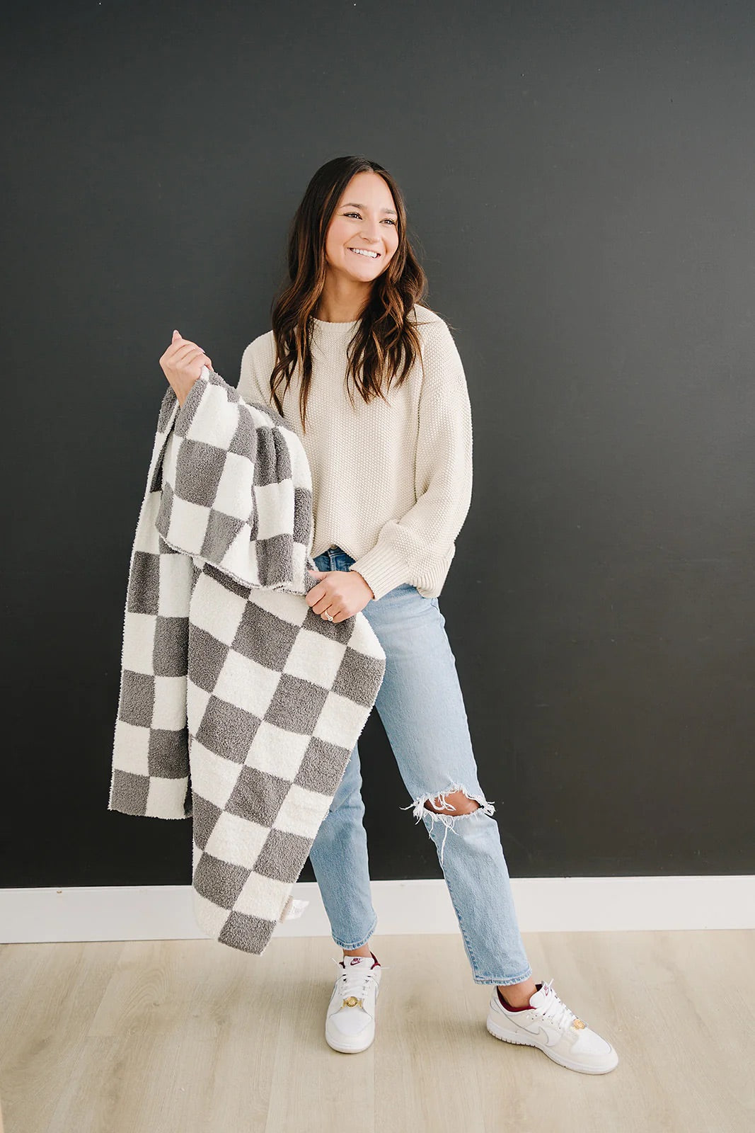 Plush Blanket | Charcoal Checkered