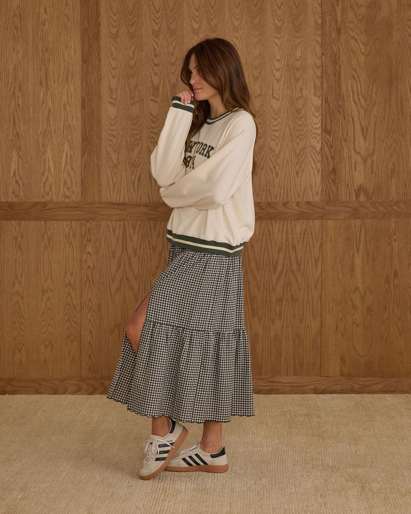 Tiered Midi Skirt || Black Gingham