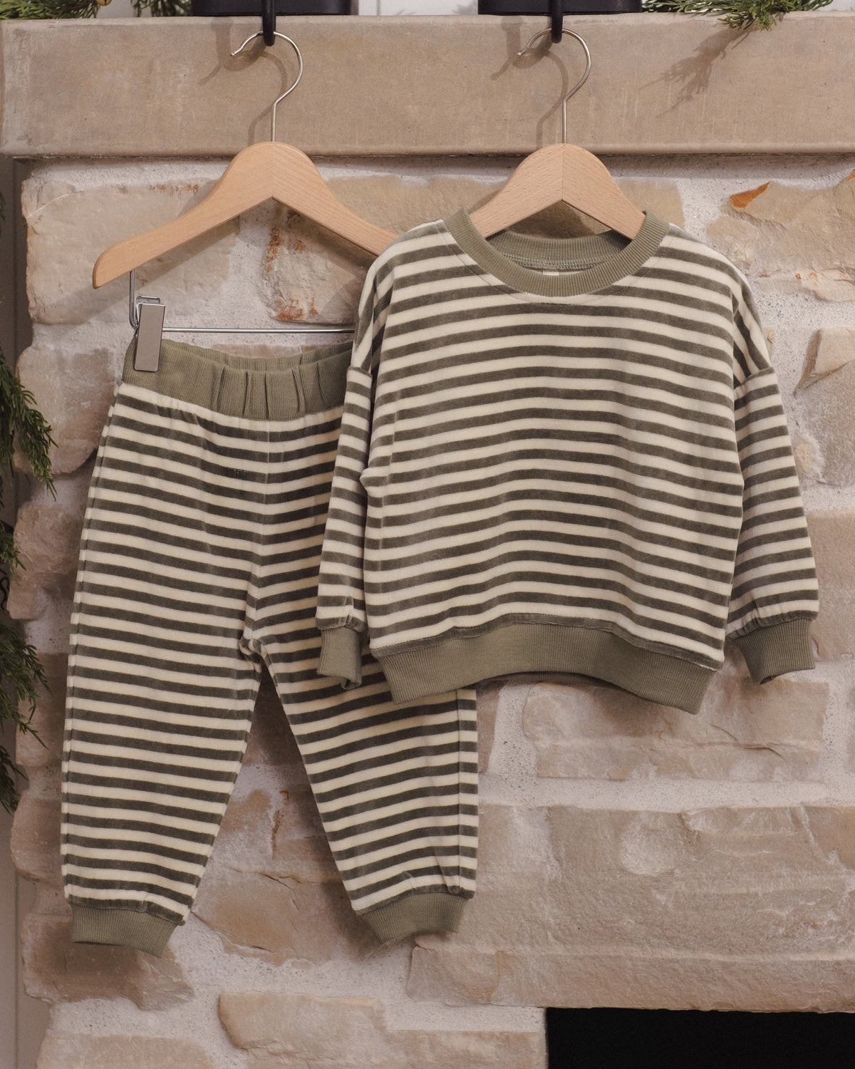 Velour Relaxed Sweatshirt | Spruce Stripe