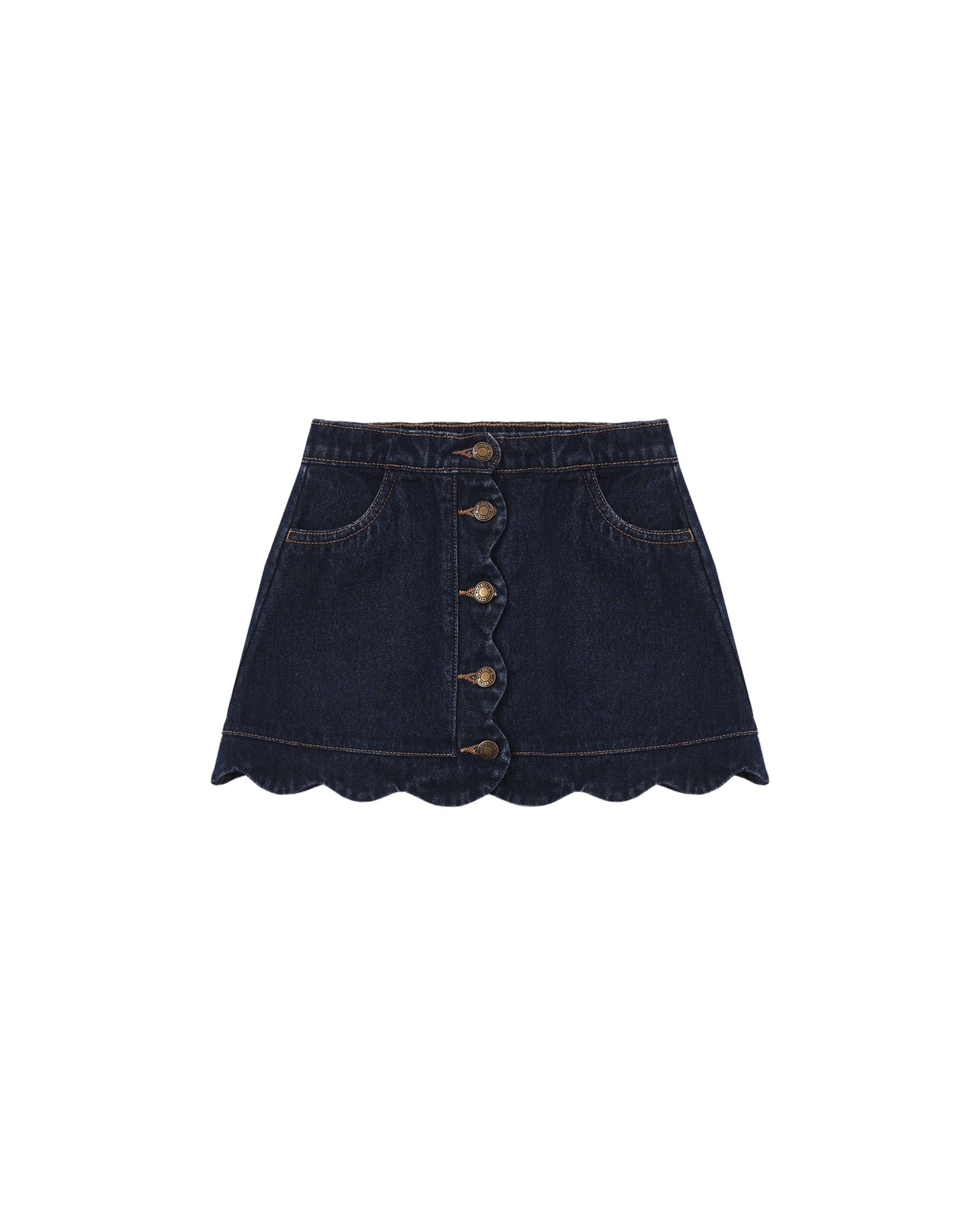 Scallop Mini Skirt | Dark Indigo