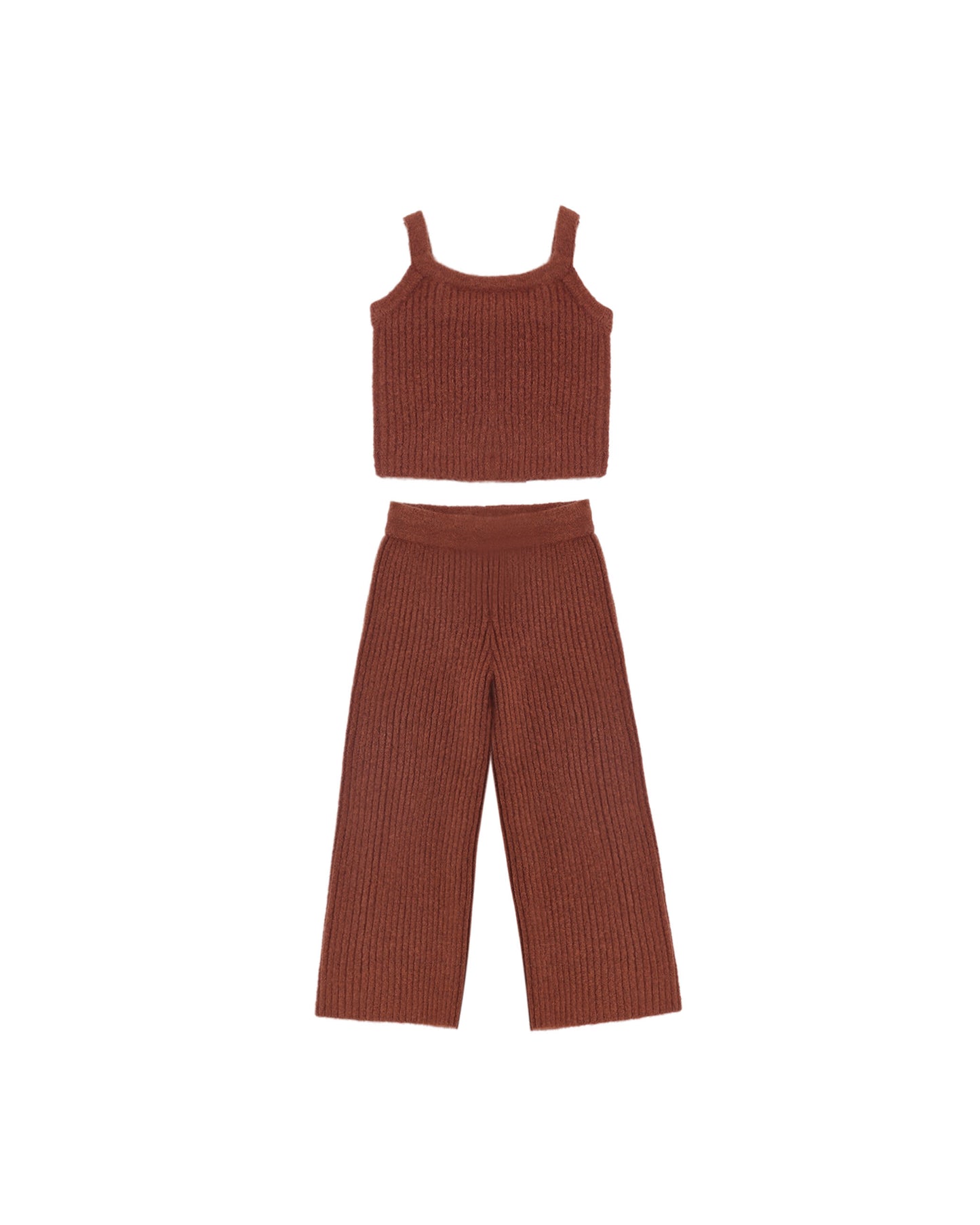 Fuzzy Knit Lounge Set | Brick