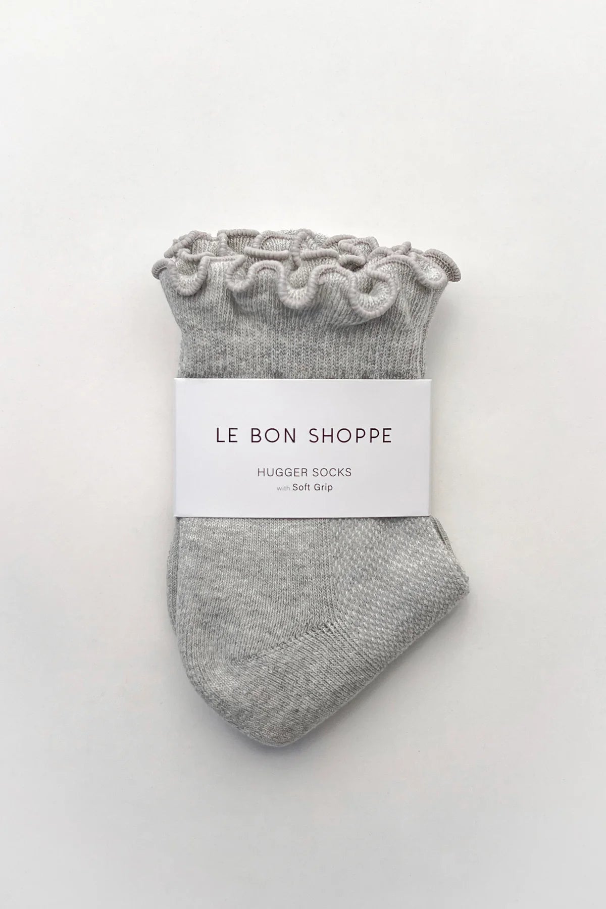Ruffled Hugger Crew Socks | Grey/Red