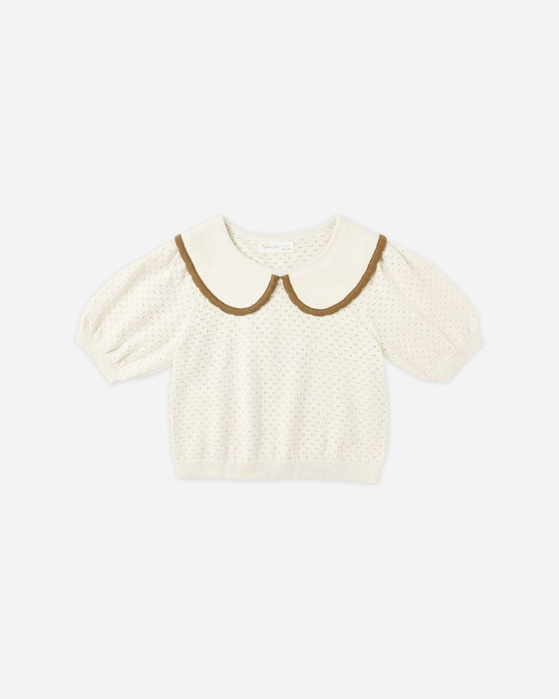 Pointelle Collared Top | Natural