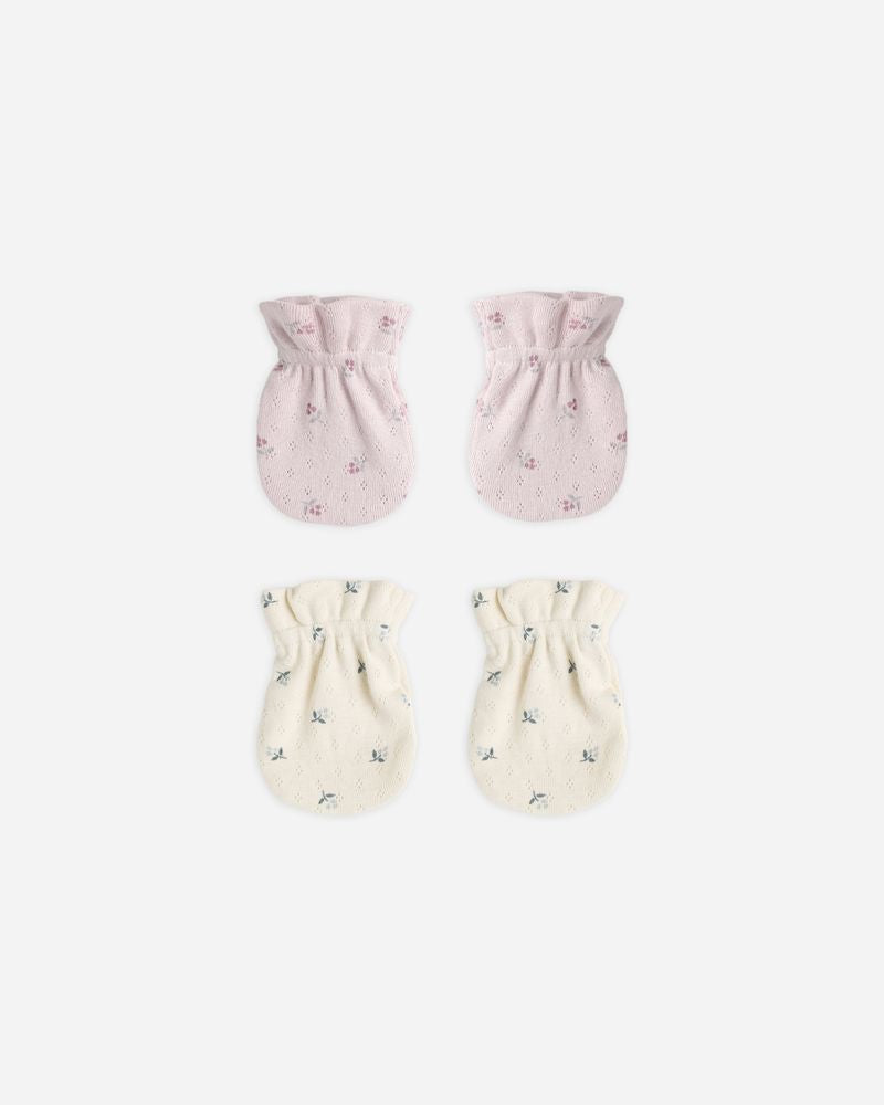 No Scratch Mittens, Set of 2 | Blue Ditsy/Lilac Ditsy
