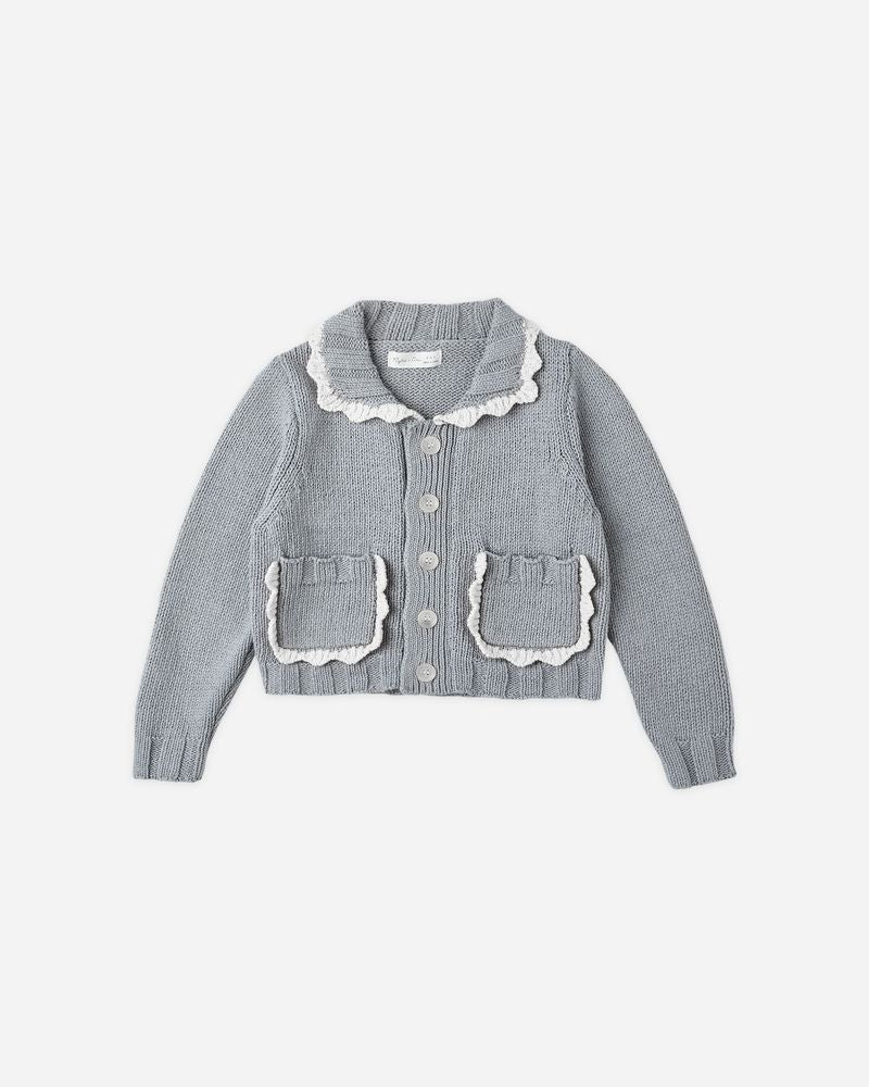 Collared Cardigan | Dusty Blue