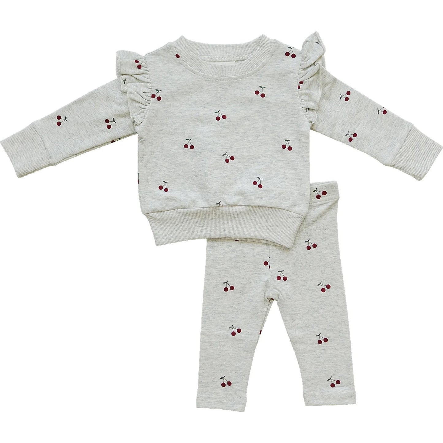 Ruffle French Terry Set | Cherries