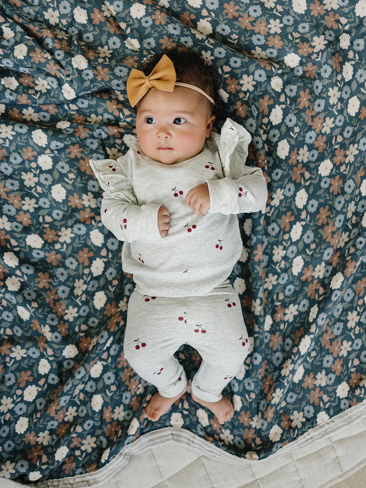 Ruffle French Terry Set | Cherries