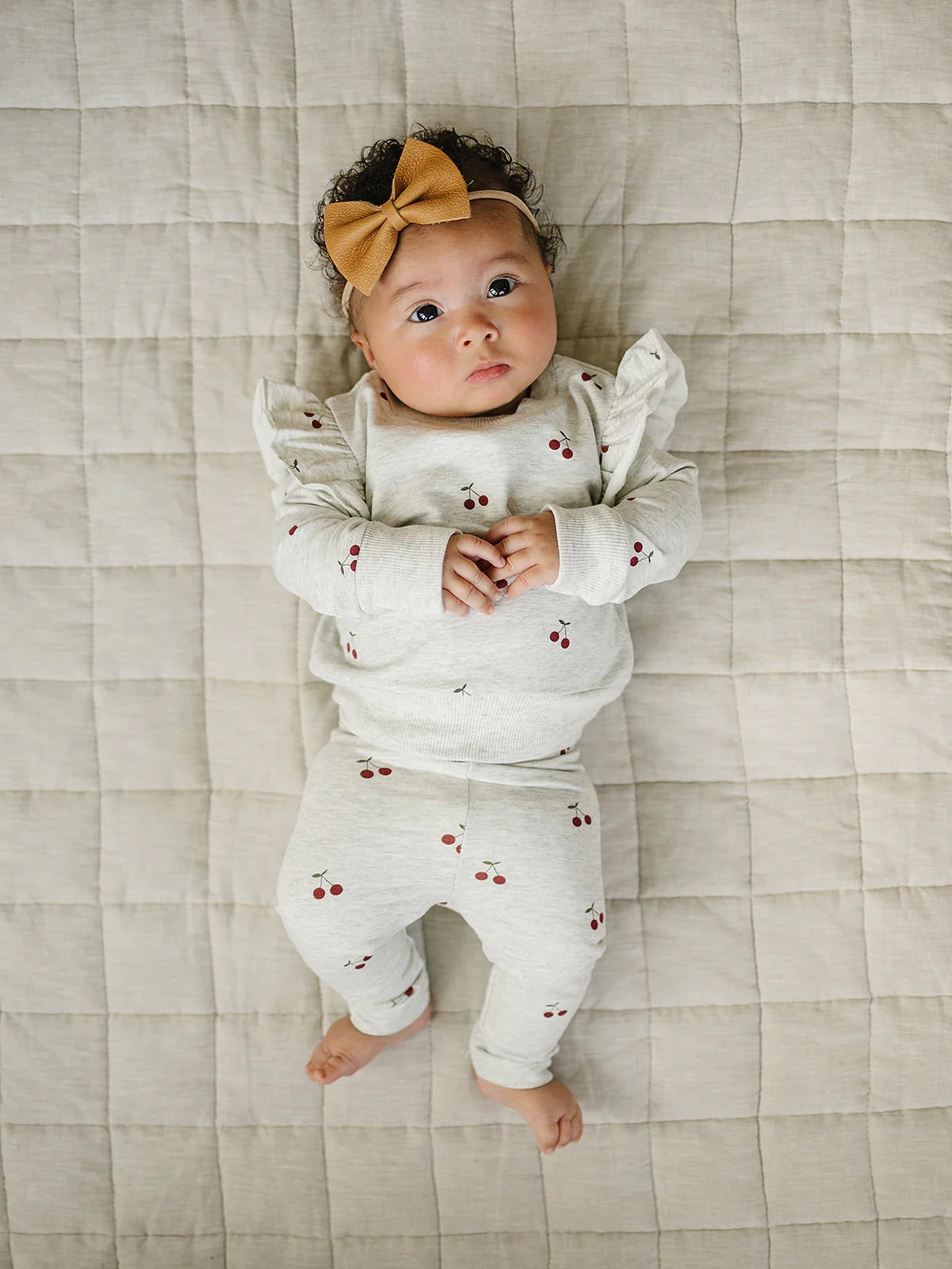 Ruffle French Terry Set | Cherries