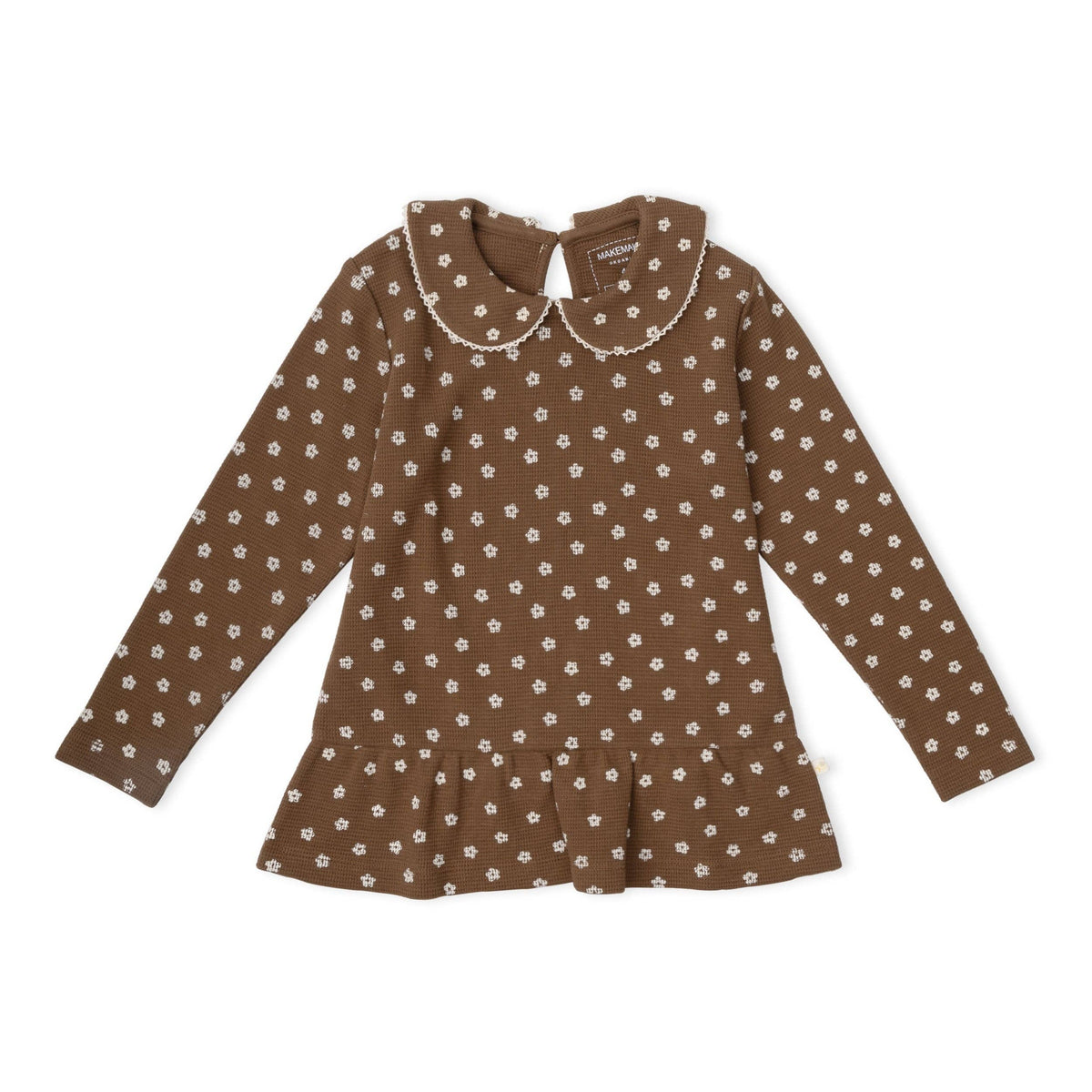 Organic Collar Peplum Top Set of 2 - Chestnut Bloom + Brown: 12-18M