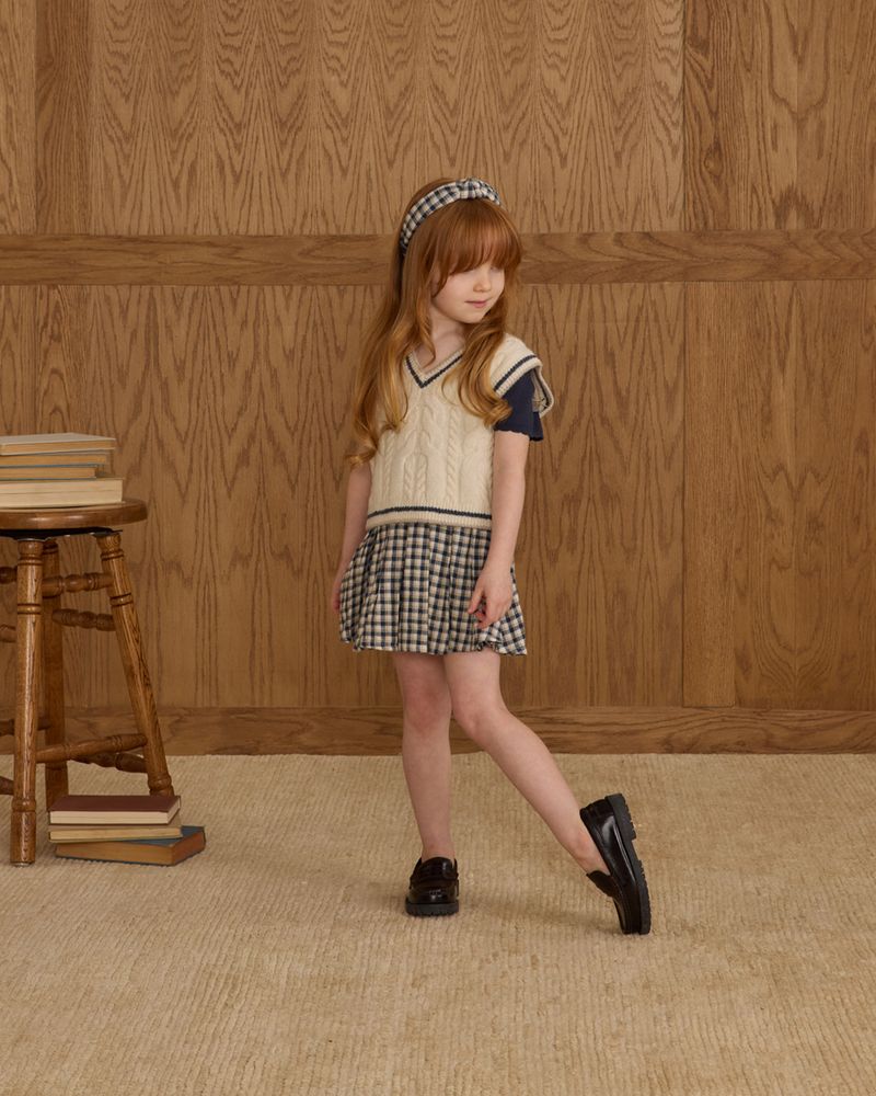 Knotted Headband | Navy Check