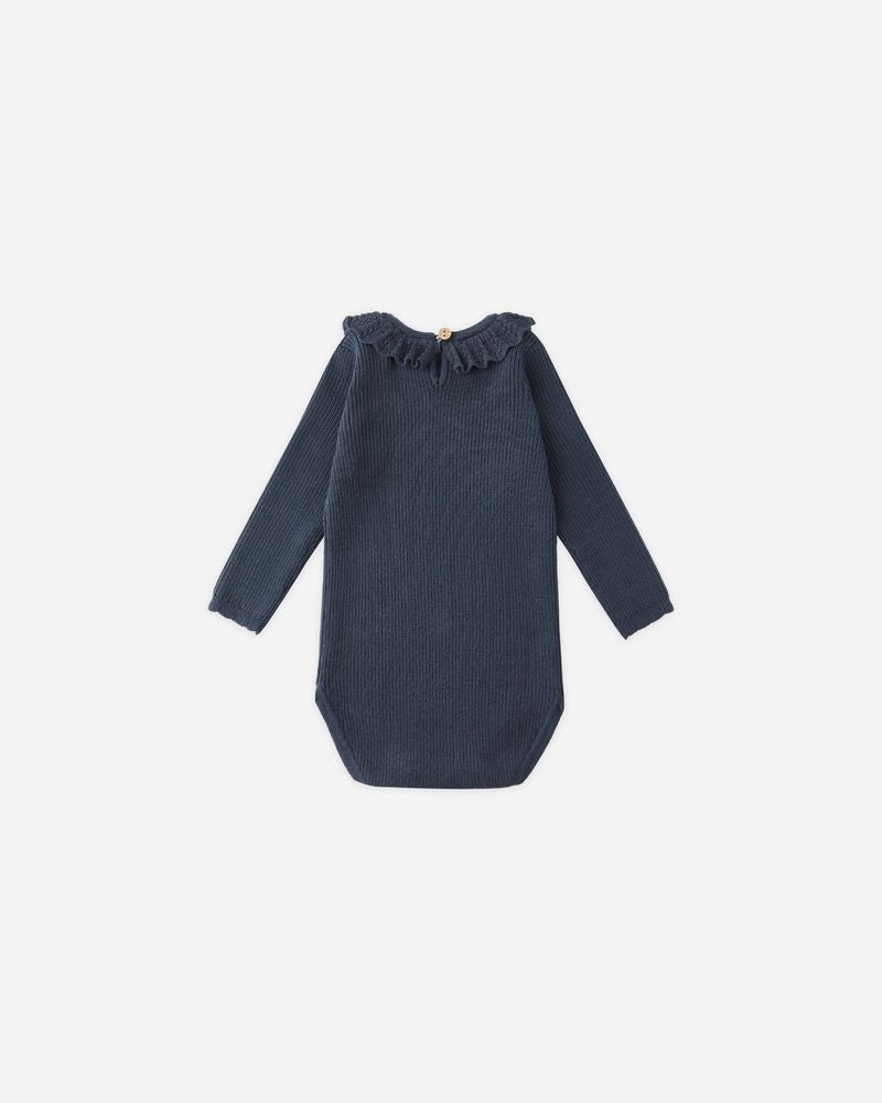 Ruffle Collar Bodysuit | Navy