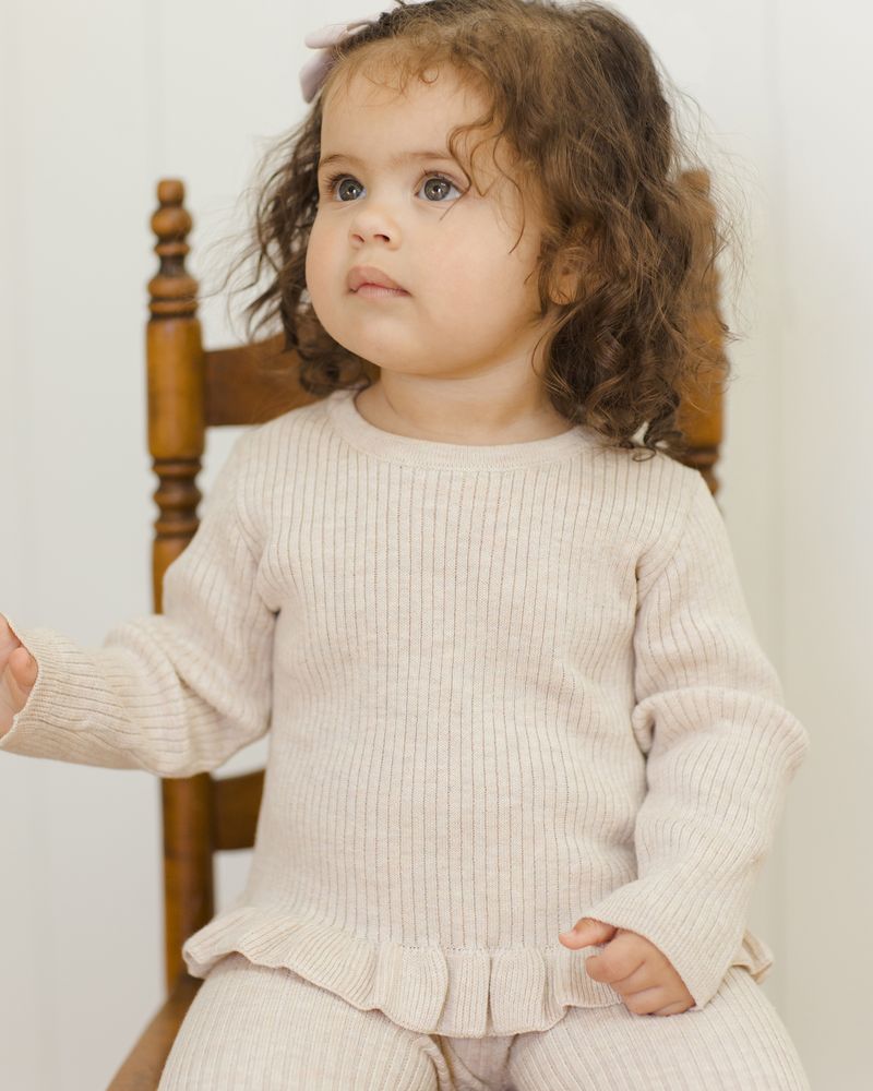 Rib Knit Peplum Top | Heather Oatmeal