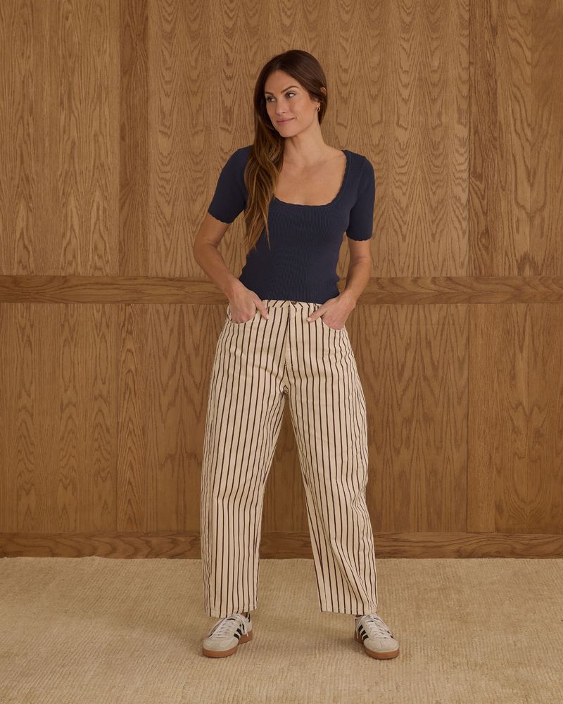 Barrel Pant || Burgundy Pinstripe
