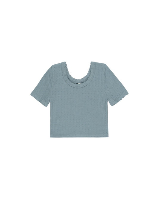 Pointelle Tee I Ocean