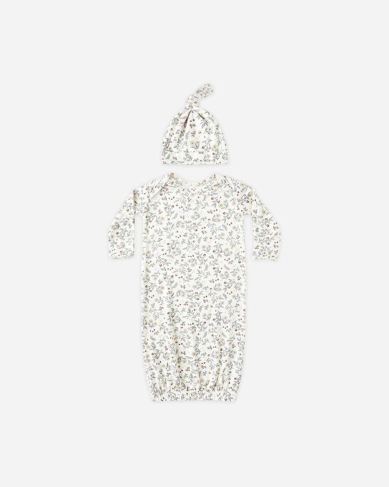 Bamboo Baby Gown + Hat Set | Woodland